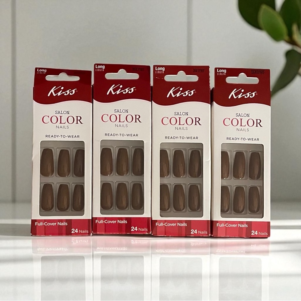 Kiss Salon Color Nails - Rich Brown- Lot of 4